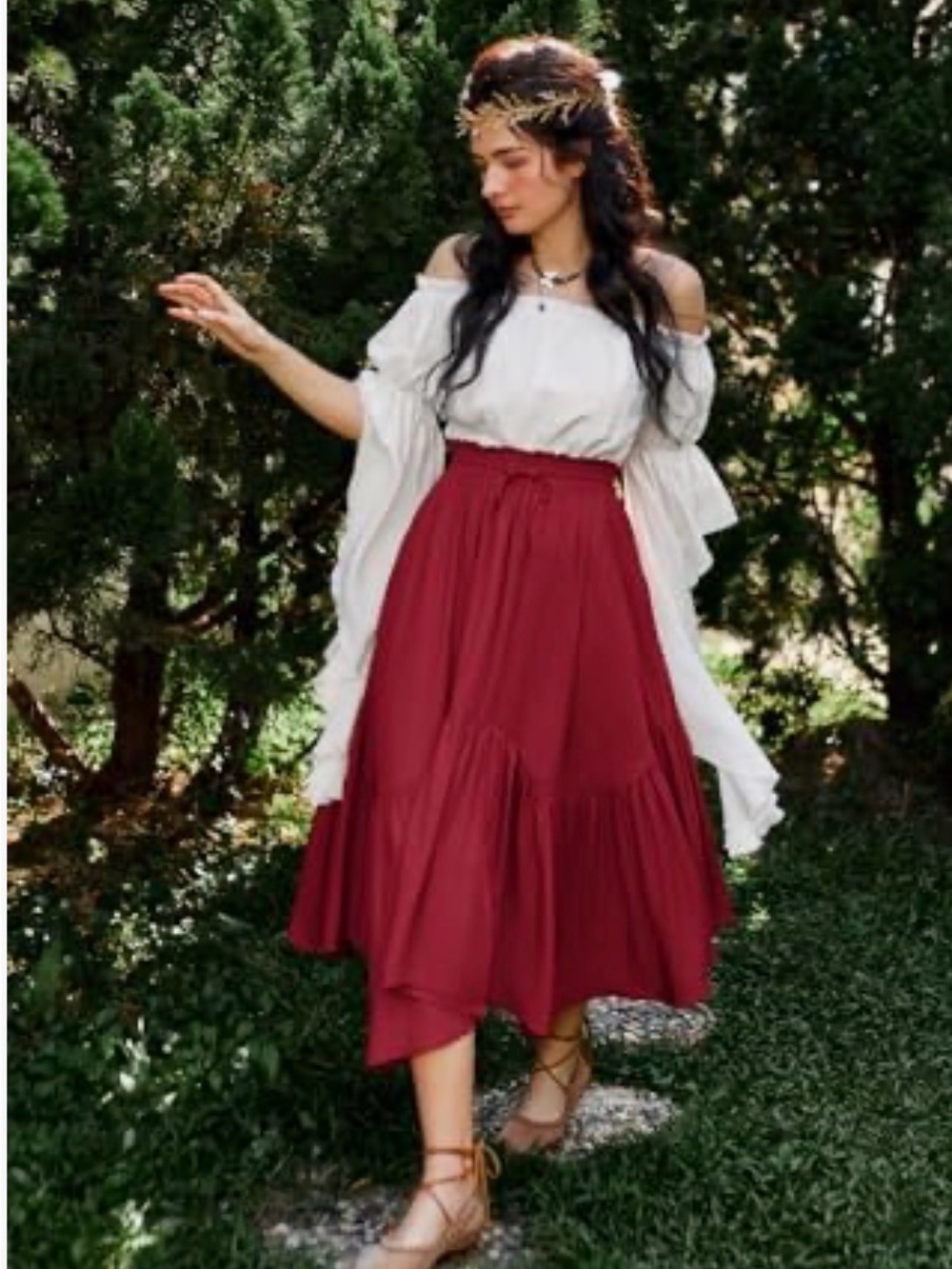 Scarlet Darkness 2XL Burgundy Renaissance Fair Tiered Handkerchief Skirt